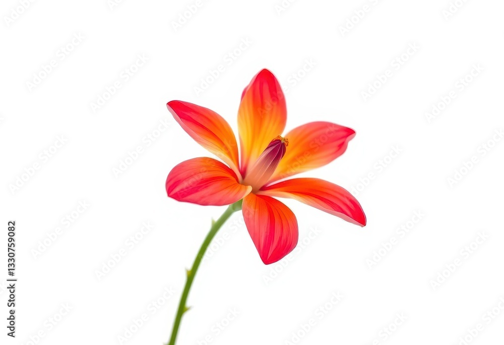 Fototapeta premium A single vibrant bloom, petals delicately unfurled, set against a pure white backdrop, picture, photography