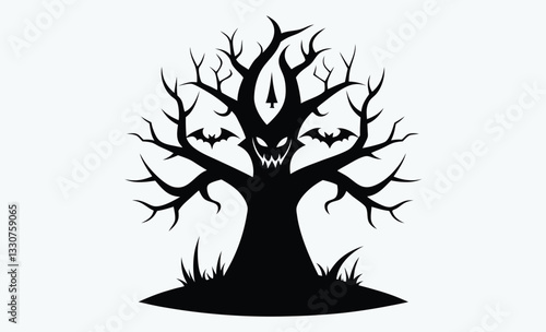 Halloween tree silhouette, Halloween tree silhouette vector, Silhouette of a dead tree vector illustration  