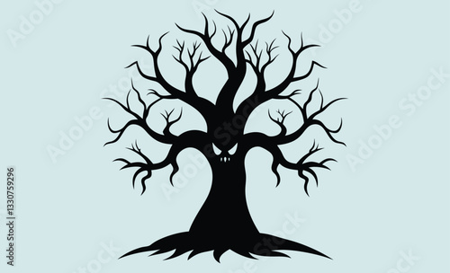 Halloween tree silhouette, Halloween tree silhouette vector, Silhouette of a dead tree vector illustration  