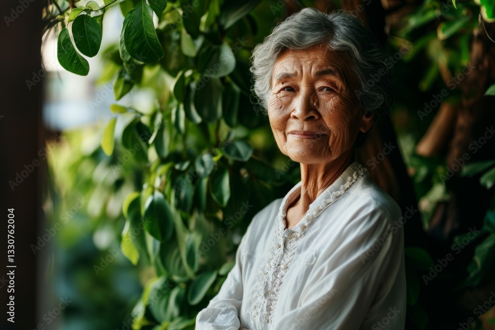 Portrait of asian senior woman in the garden. Old people and lifestyle concept. Portrait of asian senior woman in the garden. Old people and lifestyle concept.