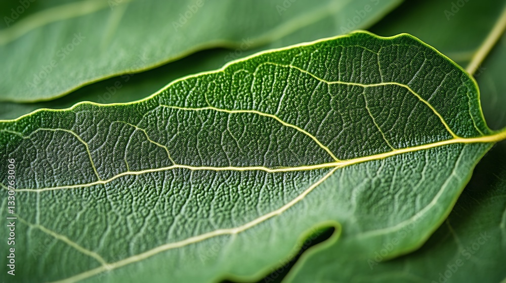 Fototapeta premium Detailed Close Up Of A Green Leaf Showing Veins And Texture