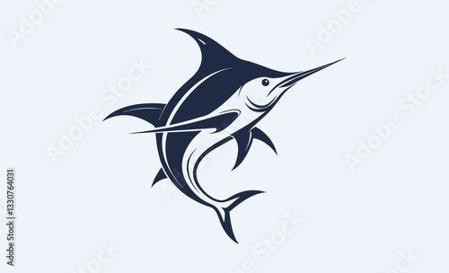 Marlin fish silhouette vector, marlin sea fish silhouette, marlin fish in different poses, sword fish, vector illustration.  