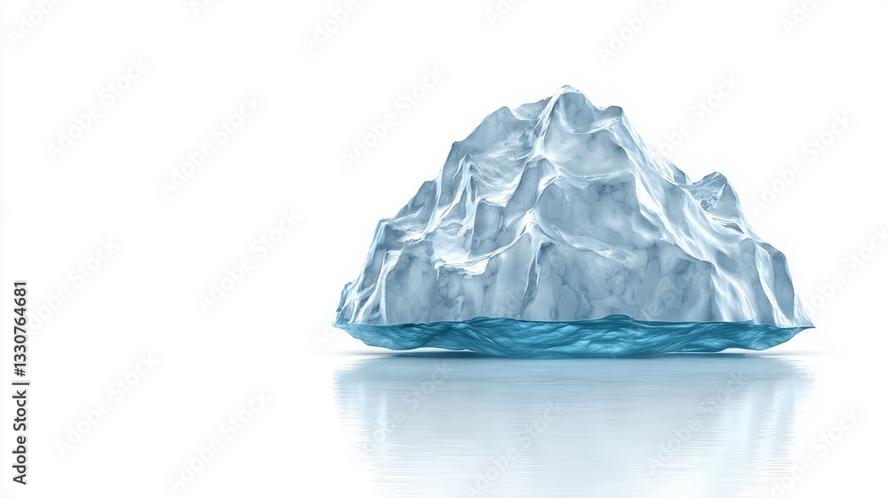 Iceberg antarctica impact. A solitary iceberg floating on calm water, showcasing blue hues against a stark white background. Iceberg antarctica impact. A solitary iceberg floating on calm water, showcasing blue hues against a stark white background.