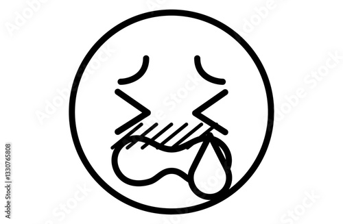 目の痒み・涙のアイコンベクターイラスト シンプル モノクロ 白黒