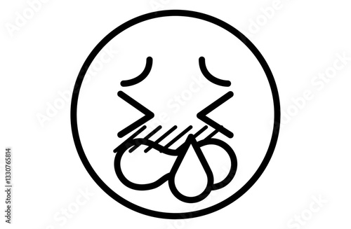鼻の痒み・鼻水のアイコンベクターイラスト シンプル モノクロ 白黒