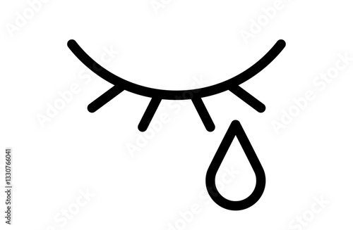 涙のアイコンベクターイラスト シンプル モノクロ 白黒
