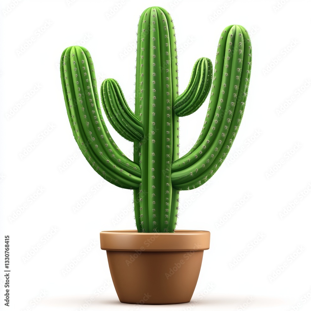 Vibrant Green Cactus in a Terracotta Pot Vibrant Green Cactus in a Terracotta Pot