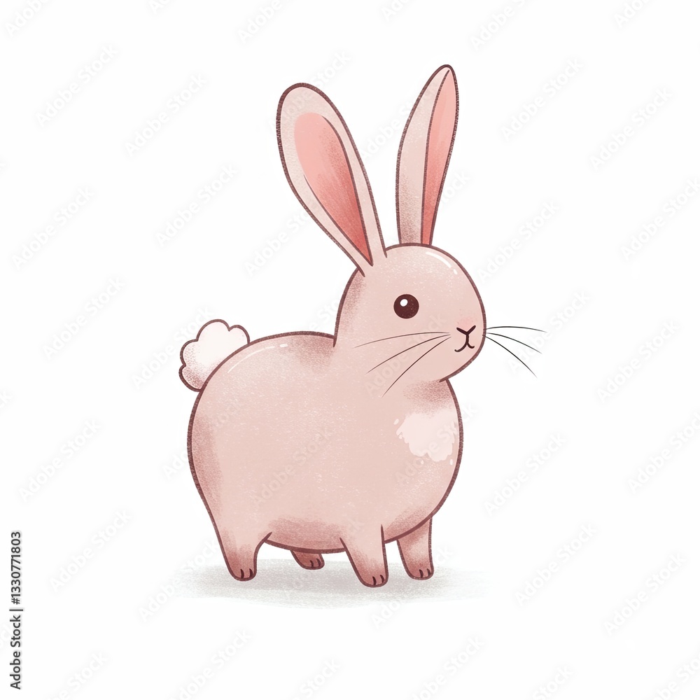Adorable cartoon bunny with pink ears on white background Adorable cartoon bunny with pink ears on white background