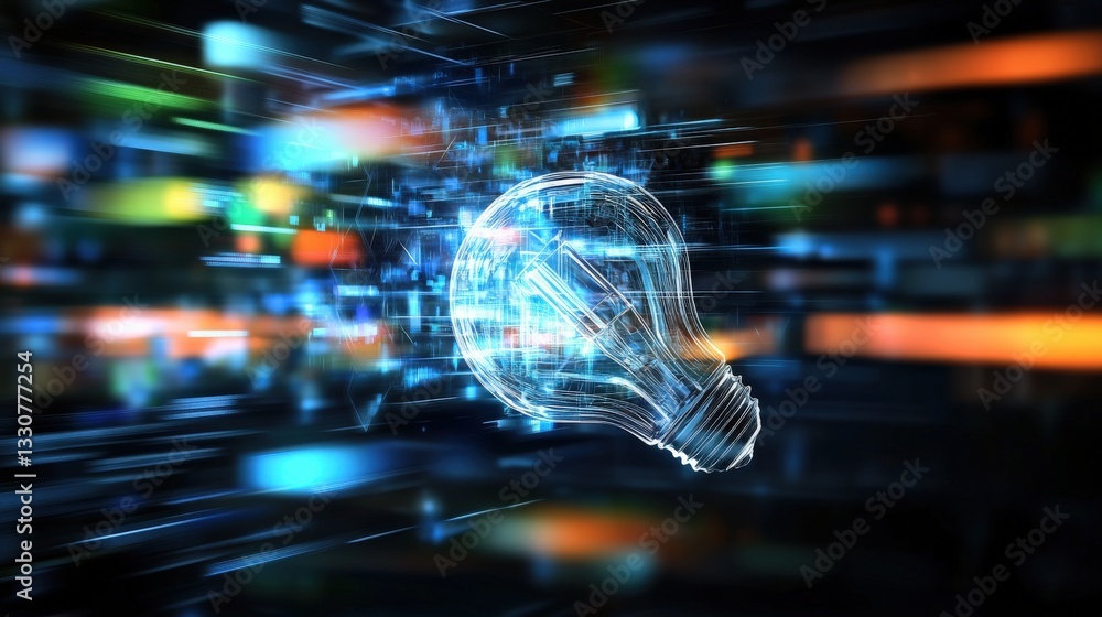Fototapeta premium Innovative light bulb concept digital space graphic visualization technology environment abstract viewpoint futuristic idea
