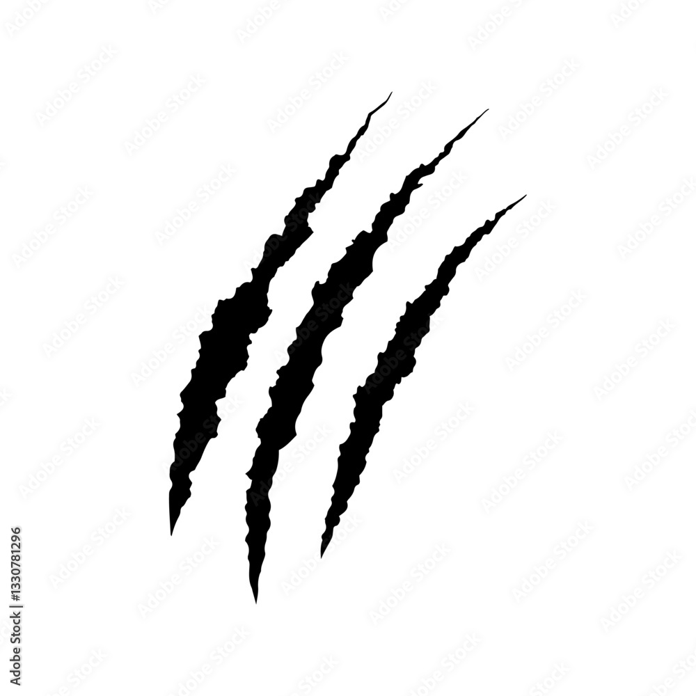 Obraz premium Dinosaur claw scratches icon silhouette vector flat illustration design on white background.