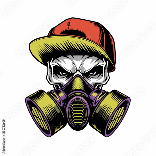 man wearing gas mask
