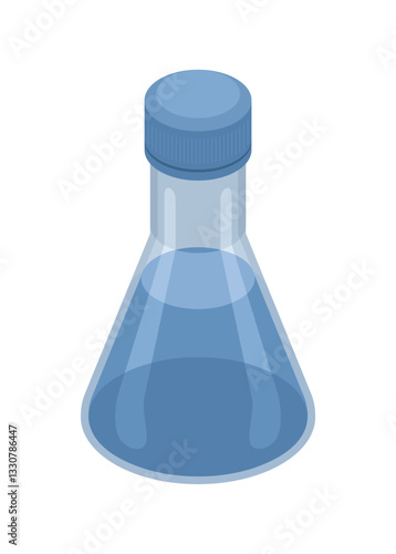 Laboratory test tube with cap. Simple flat illustration.