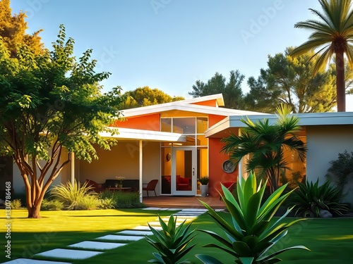 Mid-Century Modern Home Exterior - Sun-Drenched Elegance