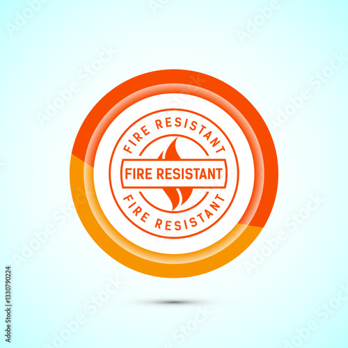 Fire resistant icon design illustration, Fire flame protection sign symbol, Orange color button design