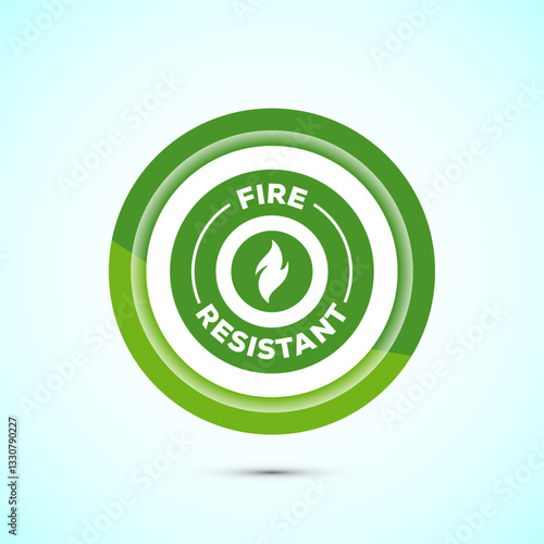 Fire resistant icon design illustration, Fire flame protection sign symbol, Green color button design