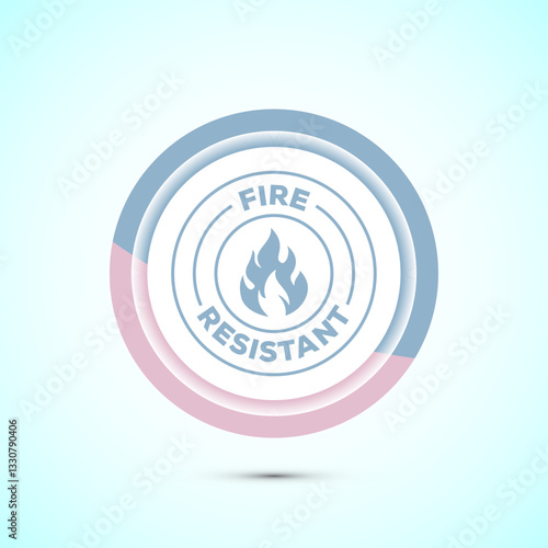 Fire resistant icon design illustration, Fire flame protection sign symbol, Pastel color button design