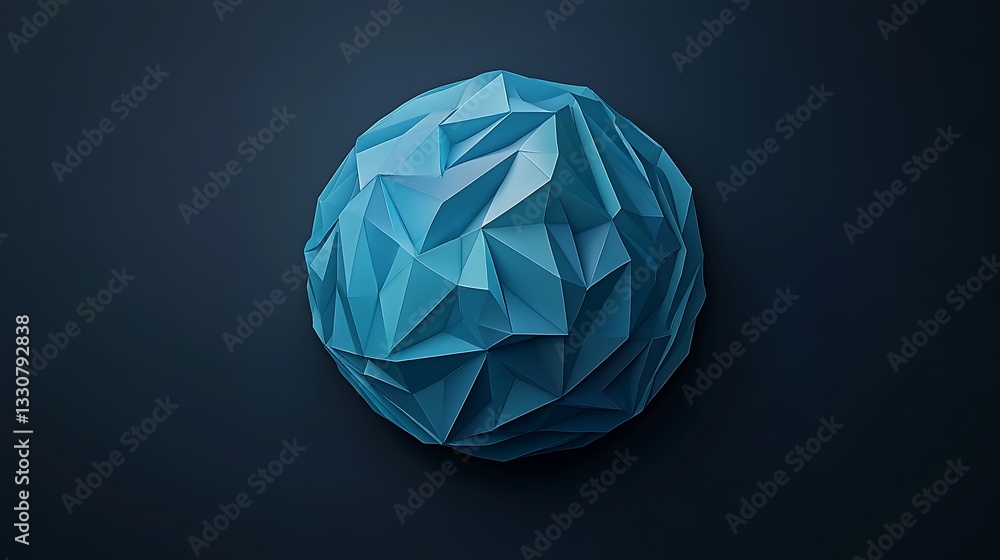 Teal Low-Poly Sphere 3D Render on Dark Background AI Generated Teal Low-Poly Sphere 3D Render on Dark Background AI Generated