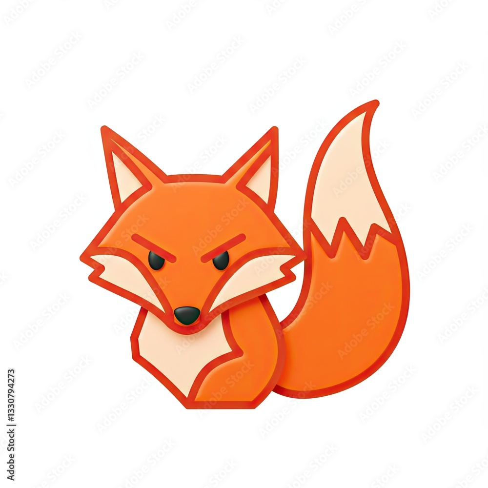 Playful cartoon fox emoji with mischievous expression on white background Playful cartoon fox emoji with mischievous expression on white background