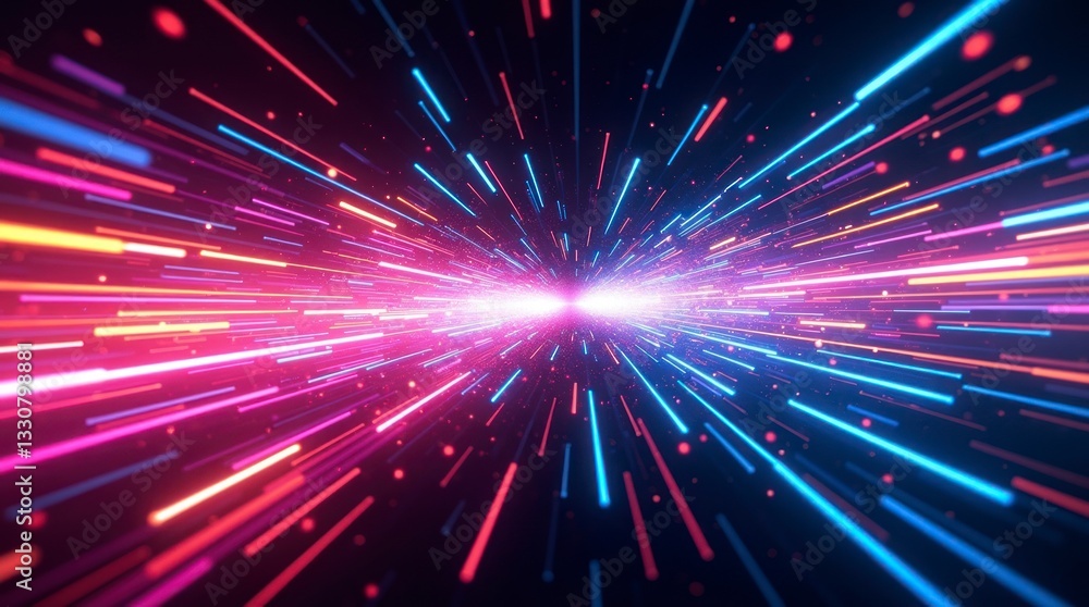 Naklejka premium A vibrant, high-energy futuristic data flow visualization depicting explosive motion
