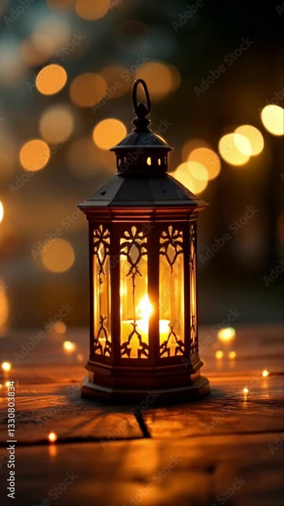 The beauty of candlelight in a classic lantern, creating a calm and soothing atmosphere The beauty of candlelight in a classic lantern, creating a calm and soothing atmosphere