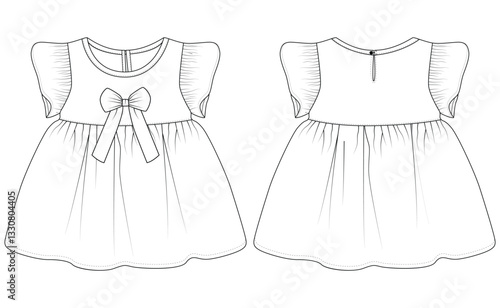 Baby Girl Dress Square vector illustration 0-2 year old template design