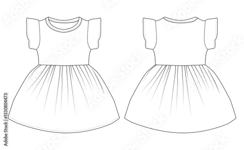 Baby Girl Dress Square vector illustration 0-2 year old template design