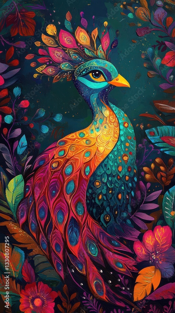 Obraz premium Pavo cristatus in vibrant colors