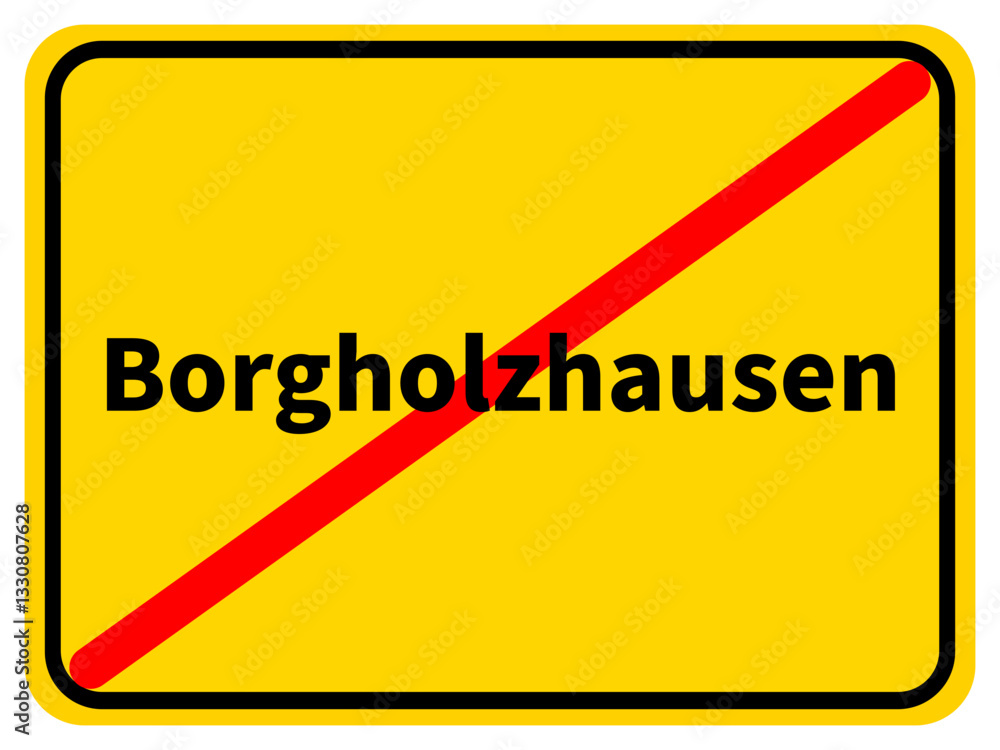 Illustration eines Stadtausgangsschildes von Borgholzhausen, einer Gemeinde des Kreises Gütersloh Illustration eines Stadtausgangsschildes von Borgholzhausen, einer Gemeinde des Kreises Gütersloh