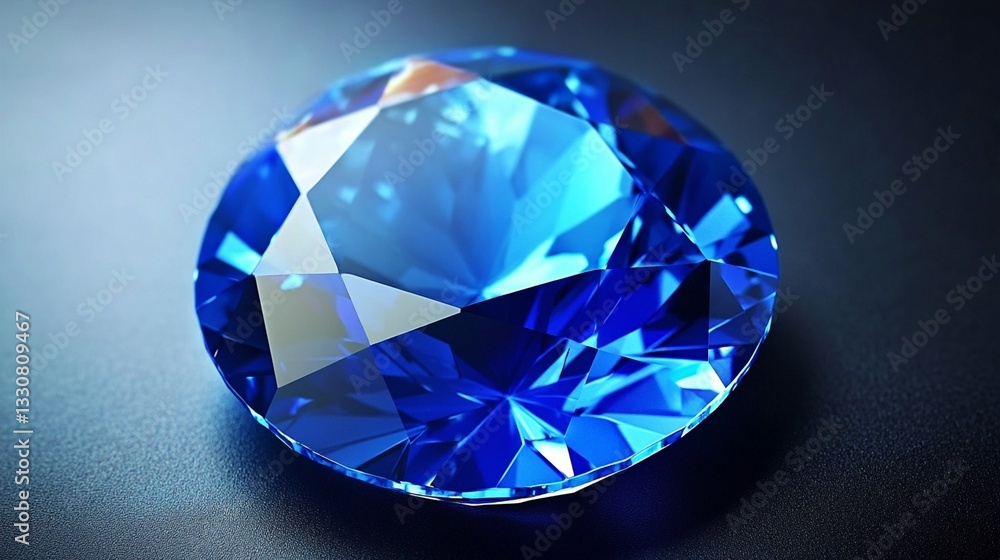 A strikingly brilliant blue gemstone placed on a smooth dark surface, capturing light in a stunning display of color and symmetry, ideal for jewelry and luxury themes. A strikingly brilliant blue gemstone placed on a smooth dark surface, capturing light in a stunning display of color and symmetry, ideal for jewelry and luxury themes.