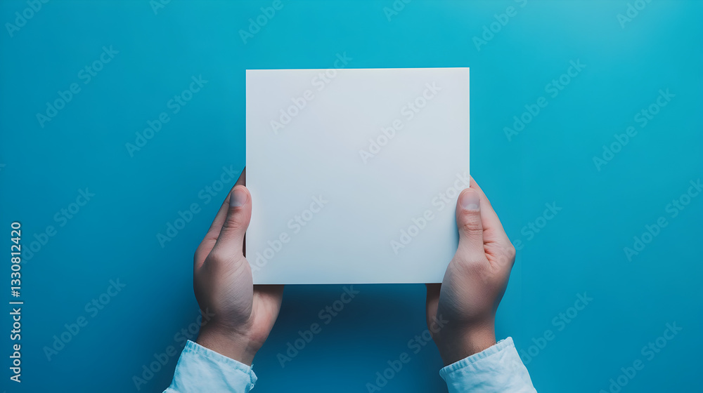 Creative hands holding blank canvas studio photography minimalist close-up art concept Creative hands holding blank canvas studio photography minimalist close-up art concept