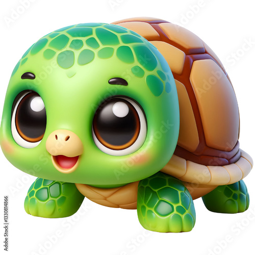 Cute 3d turtle isolated on white background