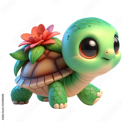 Cute 3d turtle isolated on white background