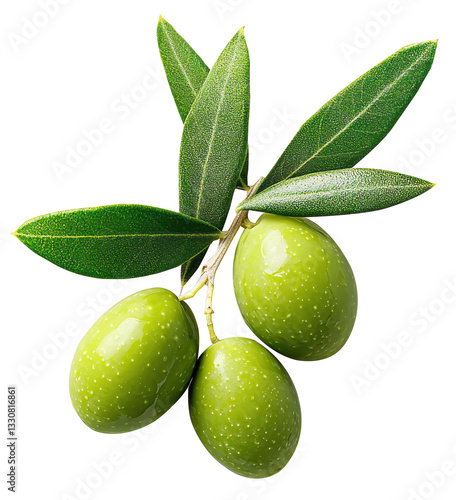 Wallpaper Mural Fresh Green Olives on Branch with Leaves on White Torontodigital.ca