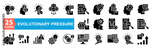 Evolutionary Pressure Icon Sheet Complexity, Evolution, Impactful Progress, Reasoning, Problem Solving, Automation Continue, Ideation, Evaluate Intelligence, Conceptualization, Lateral Thinking