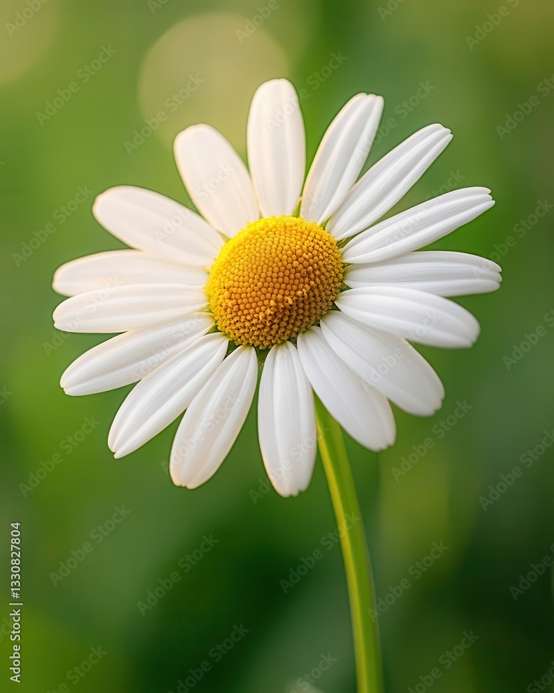 Fototapeta premium Pristine White Daisy Blossom with Perfect Petals in Natural Setting