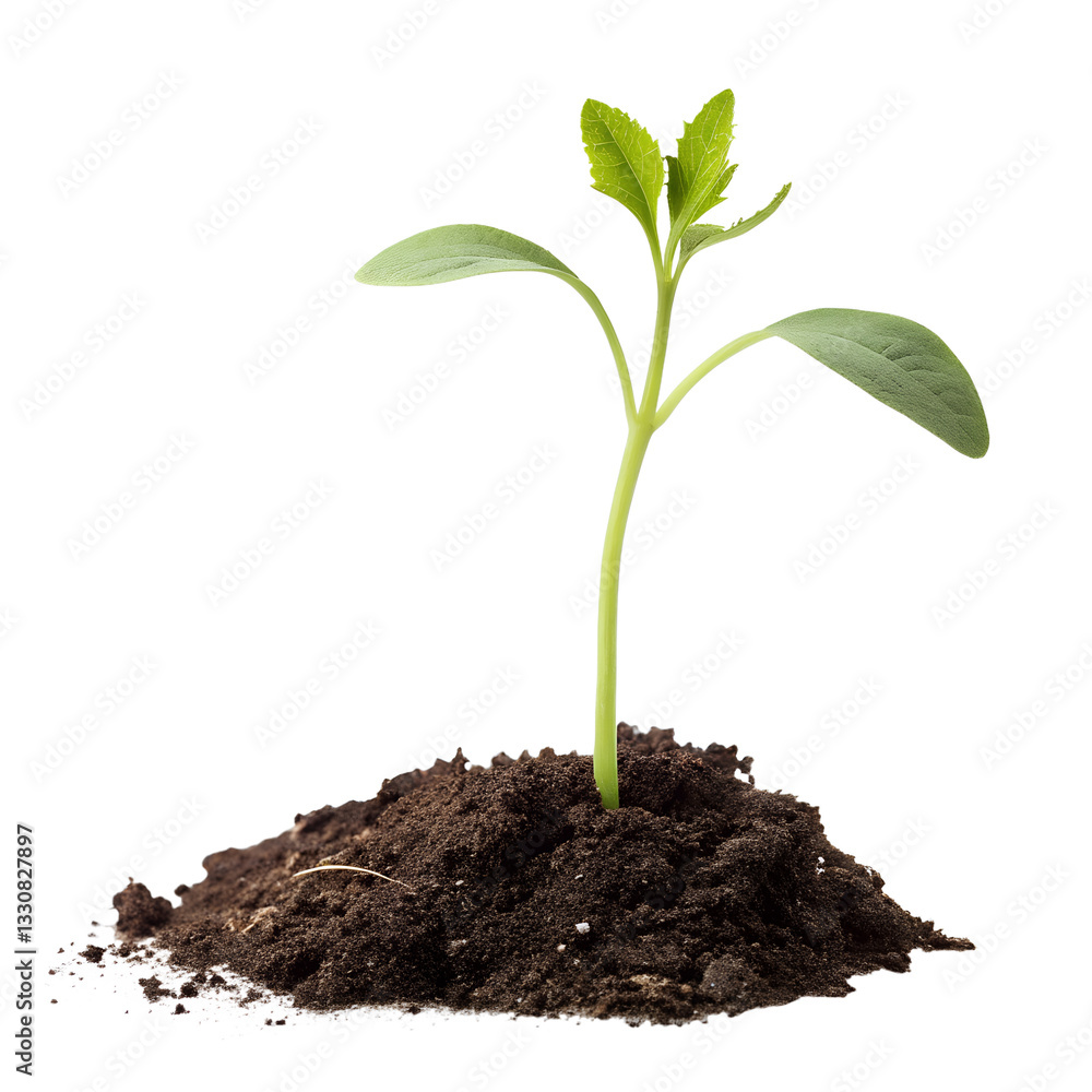 young green plant sprouting from soil isolated on transparent background young green plant sprouting from soil isolated on transparent background