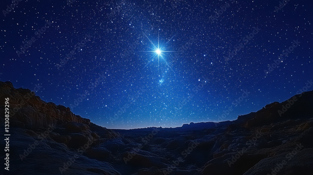 Bright silver stars twinkling in a clear deep blue sky creating a stunning celestial nightscape Bright silver stars twinkling in a clear deep blue sky creating a stunning celestial nightscape