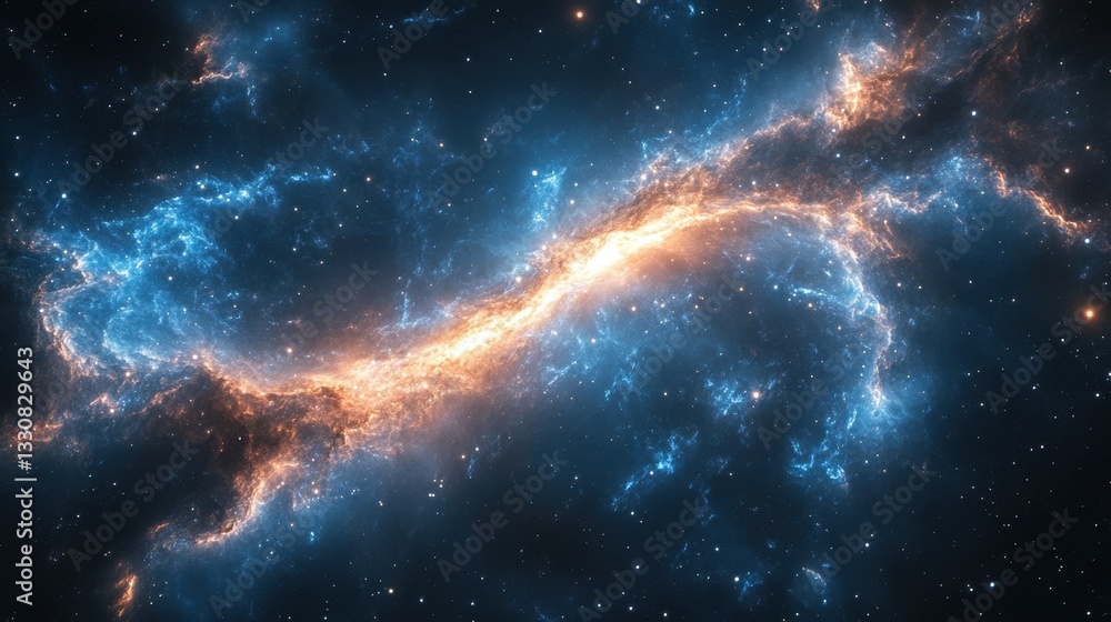 Obraz premium Immense galaxy capturing the essence of cosmic beauty with stars scattered across the dark universe in harmony