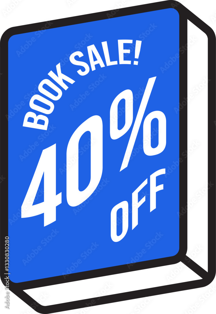 Fototapeta premium Book Sale Forty Percent Discount Vector Sticker Tag