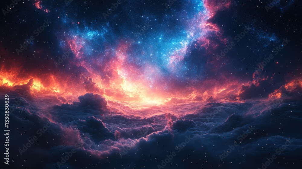 Obraz premium Enchanting colorful sky filled with stars, creating a dreamlike fantasy star field with magical glow above