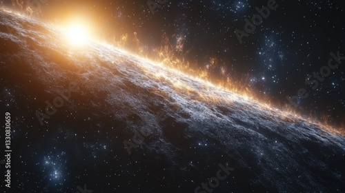 Wallpaper Mural Majestic large asteroid illuminated by bright stars in a deep space scene with focus and cosmic wonder Torontodigital.ca