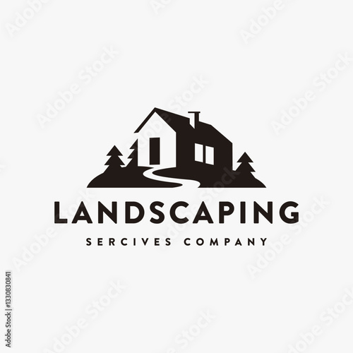 House landscaping service logo vector icon on white background