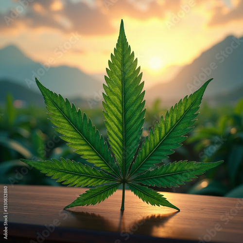 cannabis leaf on green background