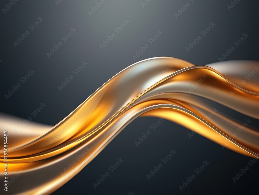 Fototapeta premium A flowing abstract design featuring smooth, golden waves against a dark background, creating a sense of elegance and motion.