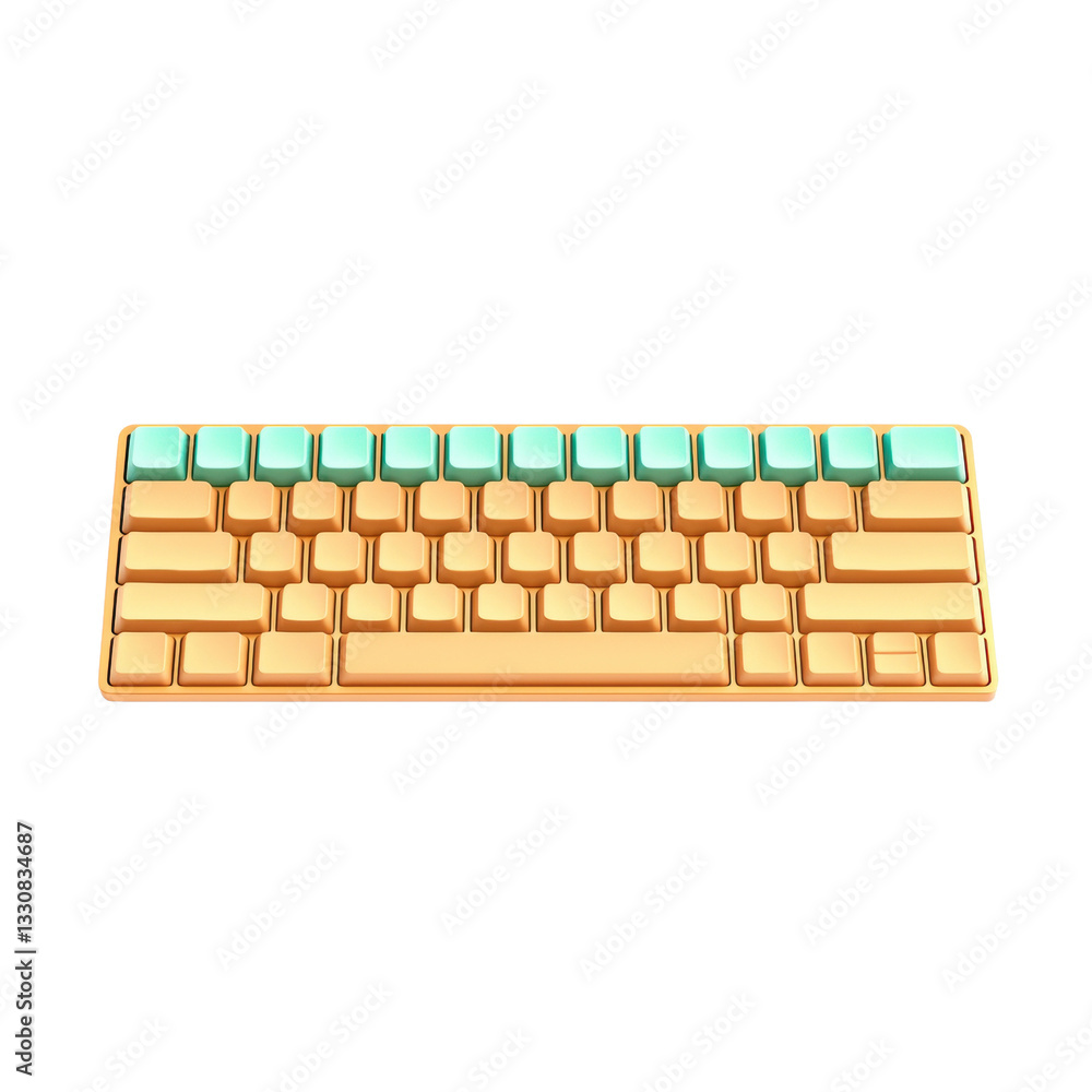A colorful keyboard design featuring a mix of orange and teal keys. A colorful keyboard design featuring a mix of orange and teal keys.
