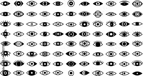 Evil doodle eye. Hand drawn magic witchcraft eye talisman. Amulet talisman in a trending minimal linear style. for t-shirt prints, boho posters, cards, covers, logo designs and tattoos