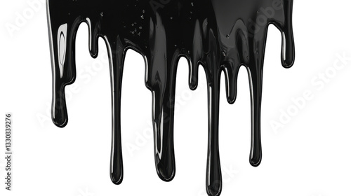 Fototapeta Naklejka Na Ścianę i Meble -  Black paint dripping down on transparent background