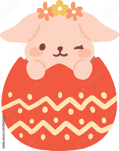 イースターエッグに入ったうさぎのイラスト
