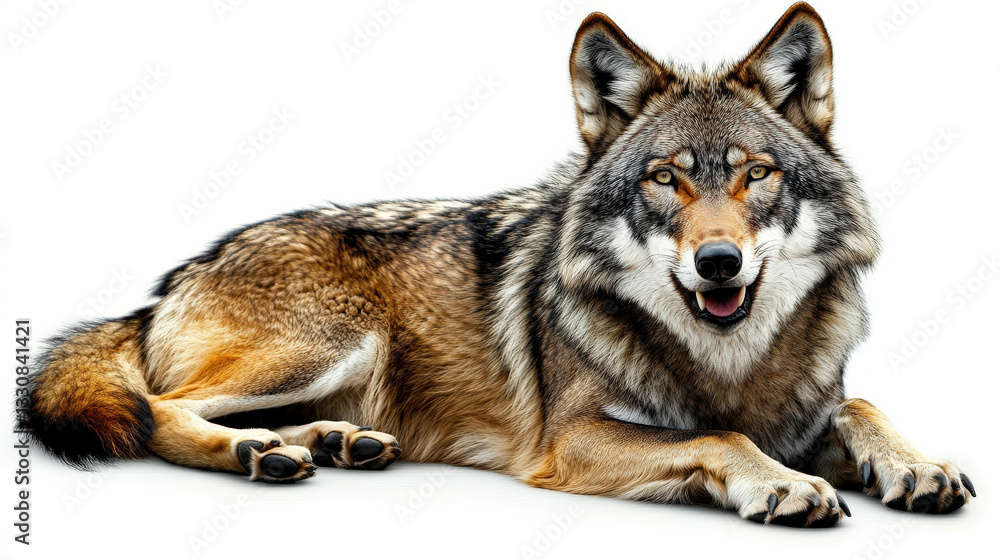 Obraz premium The wolf lying on the ground