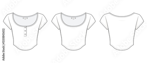 Εκτύπωση καμβά Fitted Henley Crop Top Technical Fashion Illustration
